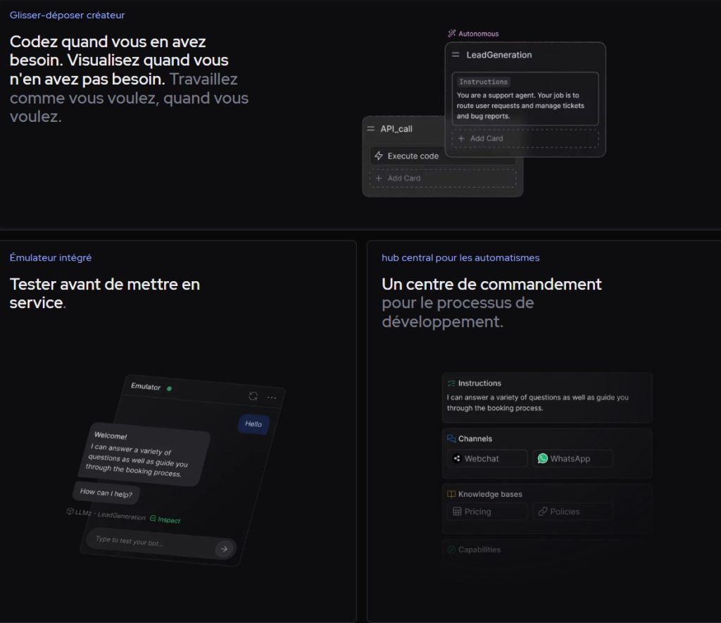 plateforme intuitive et no code botpress