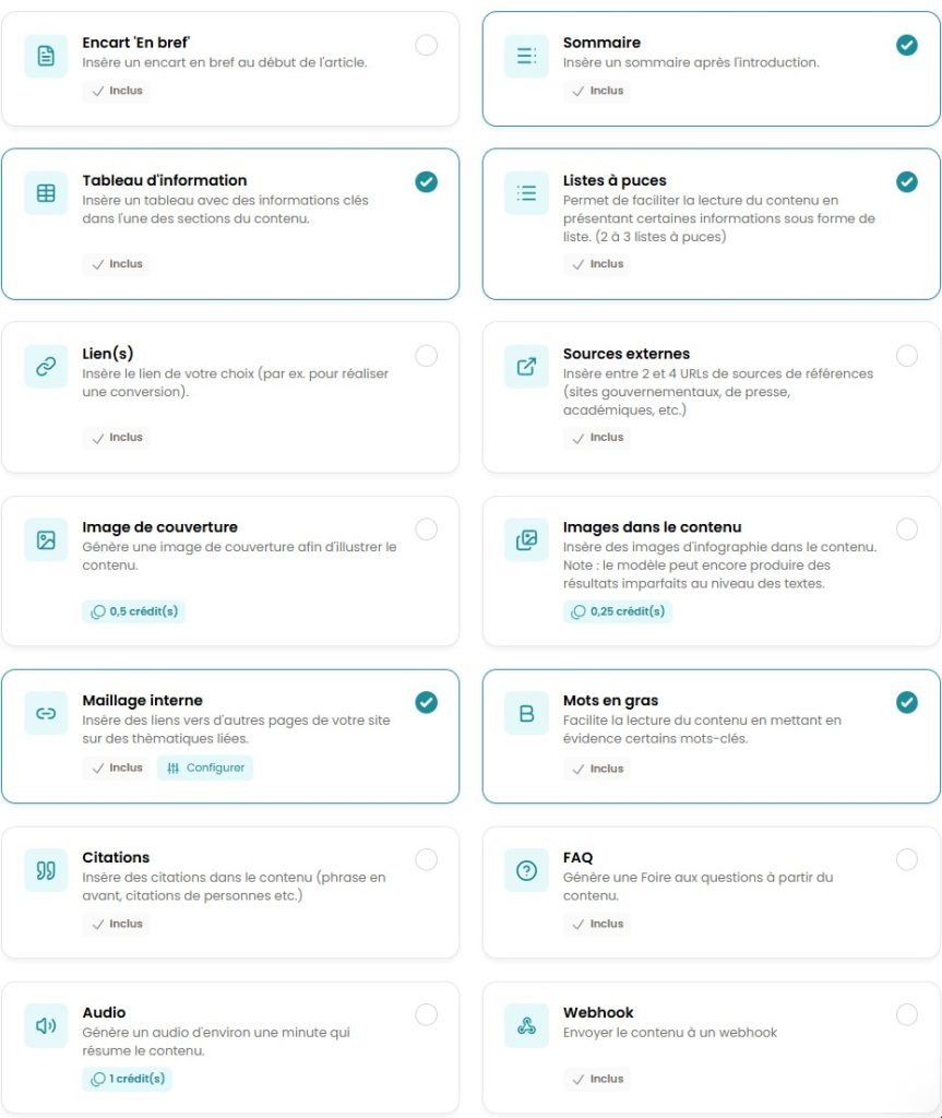 Optimisations on page pour la rédaction